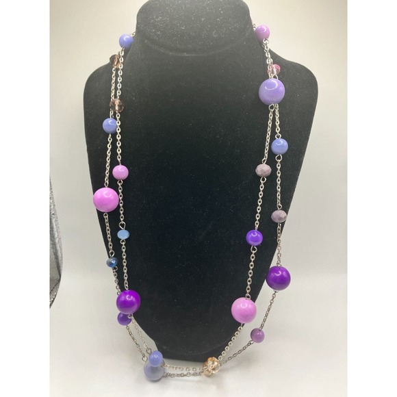 Long Spaced Multi-Color Bead Station 49.25 Inch Necklace! - Picture 5 of 8